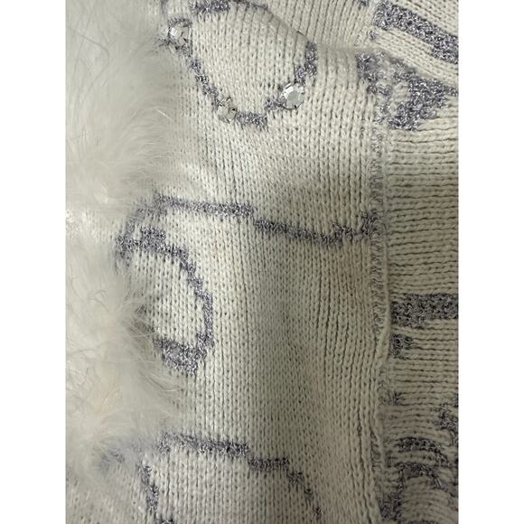 RANCOGJERRS Grey White Knit Long Sleeve Fuzzy Cardigan Jacket‎ Women's Large - Picture 12 of 14